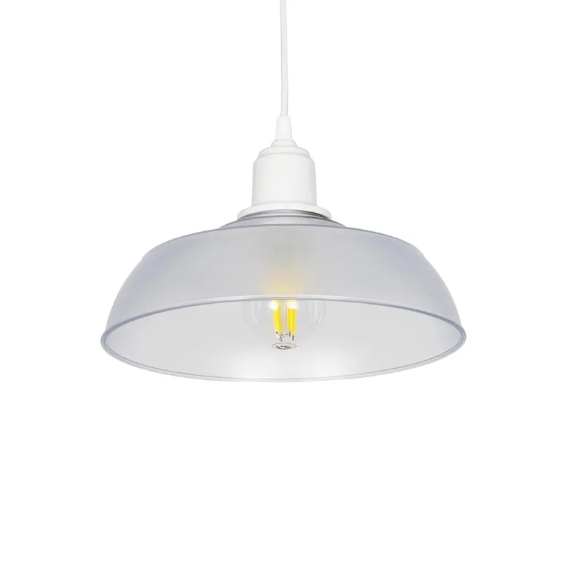 GLOBOSTAR® LOAN 203-0286 Μοντέρνο Κρεμαστό Φωτιστικό Οροφής με Ντουί 1 x E27 AC 220-240V IP20 - Λευκό Δίαφανο - Μ25.5 x Π25.5 x Υ17cm