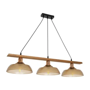 GLOBOSTAR® LOAN 203-0289 Μοντέρνο Κρεμαστό Φωτιστικό Οροφής με Ντουί 3 x E27 AC 220-240V IP20 - Καφέ & Μπρονζέ -  Μ89 x Π25.5 x Υ19cm