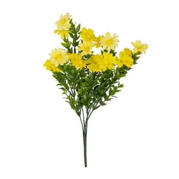 GloboStar® 78200 Τεχνητό Φυτό Μπουκέτο Διακοσμητικών Λουλουδιών με 10 Κίτρινες Μαργαρίτες Μ27 x Π27 x Υ33cm