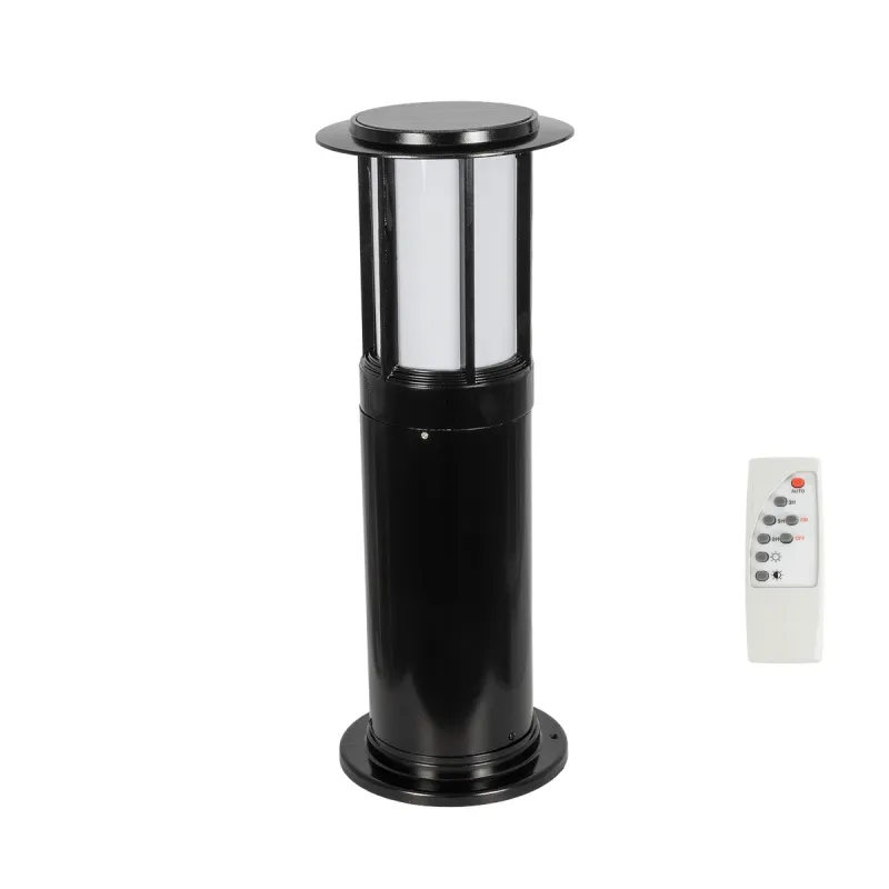 GLOBOSTAR® SOLARMIS 90536 Φωτιστικό Κολωνάκι Κήπου LED 10W 180lm 120° με Ενσωματωμένο Φωτοβολταϊκό Panel 6V 5W & Επαναφορτιζόμενη Μπαταρία Li-ion 3.2V 6000mAh με Αισθητήρα Ημέρας-Νύχτας Αδιάβροχο IP65 All in One CCT 6000K-4500K-2700K - Μαύρο - Μ22 x Π