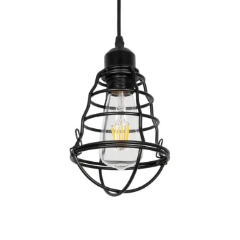 GLOBOSTAR® ALDO 999-0096 Vintage Κρεμαστό Φωτιστικό Οροφής με Ντουί 1 x E27 AC 220-240V IP20 - Μαύρο - Μ15 x Π15 x Υ24cm