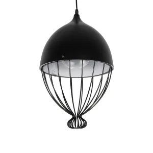 GLOBOSTAR® CANARIO 999-0111 Vintage Κρεμαστό Φωτιστικό Οροφής με Ντουί 1 x E27 AC 220-240V IP20 - Μαύρο - Μ28 x Π28 x Υ47cm