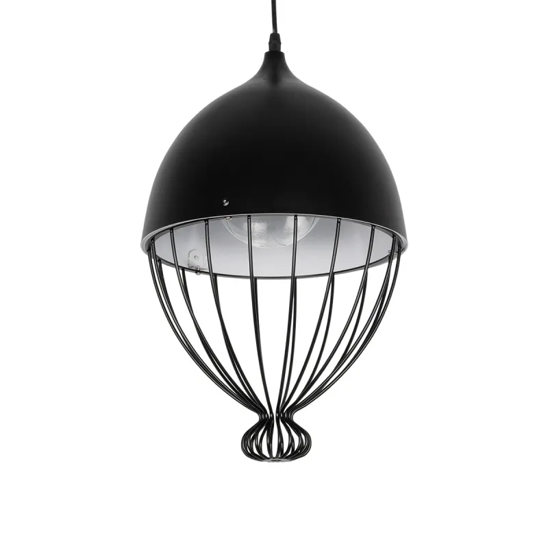 GLOBOSTAR® CANARIO 999-0111 Vintage Κρεμαστό Φωτιστικό Οροφής με Ντουί 1 x E27 AC 220-240V IP20 - Μαύρο - Μ28 x Π28 x Υ47cm