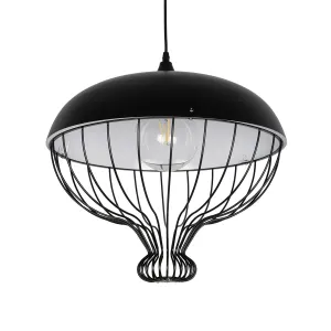 GLOBOSTAR® SOBRINO 999-0112 Vintage Κρεμαστό Φωτιστικό Οροφής με Ντουί 1 x E27 AC 220-240V IP20 - Μαύρο - Μ45 x Π45 x Υ45cm