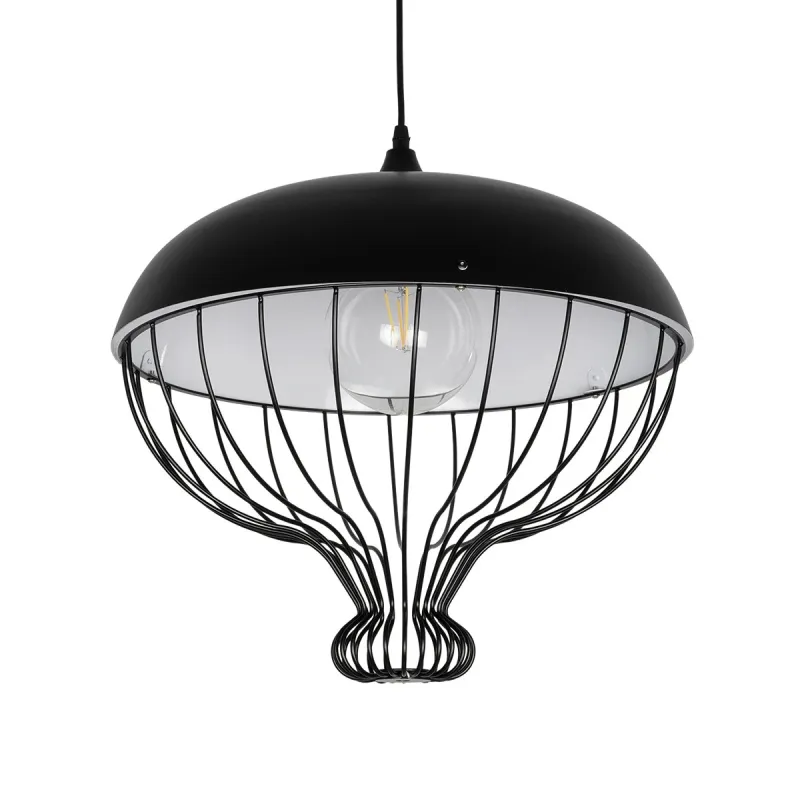 GLOBOSTAR® SOBRINO 999-0112 Vintage Κρεμαστό Φωτιστικό Οροφής με Ντουί 1 x E27 AC 220-240V IP20 - Μαύρο - Μ45 x Π45 x Υ45cm