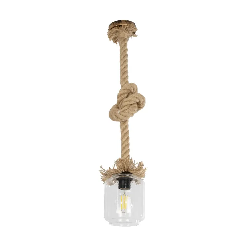 GLOBOSTAR® JAM 999-0116 Vintage Κρεμαστό Φωτιστικό Οροφής με Ντουί 1 x E27 AC 220-240V IP20 - Διάφανο & Μπεζ - Μ13 x Π13 x Υ125cm