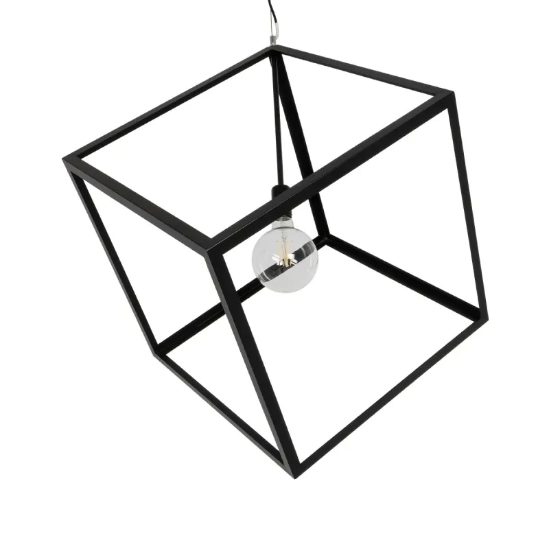 GLOBOSTAR® CUBE 999-0215 Μοντέρνο Κρεμαστό Φωτιστικό Οροφής με Ντουί 1 x E27 AC 220-240V IP20 - Μαύρο - Μ70 x Π70 x Υ87cm