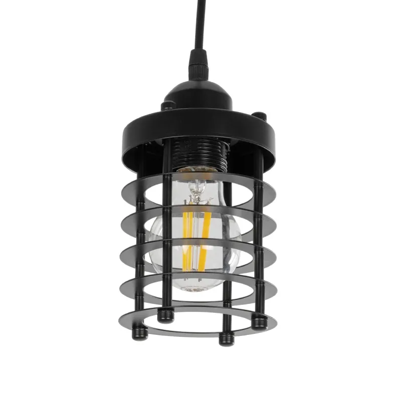 GLOBOSTAR® DARSEY 999-0227 Vintage Κρεμαστό Φωτιστικό Οροφής με Ντουί 1 x E27 AC 220-240V IP20 - Μαύρο - Μ10 x Π10 x Υ19cm