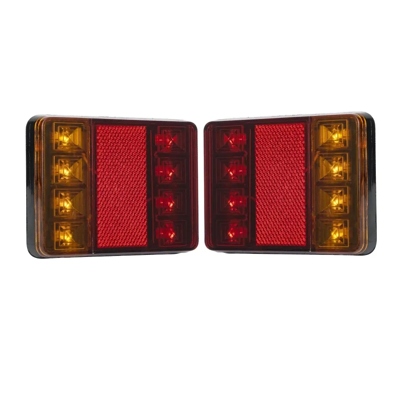 GLOBOSTAR® TAILIGHT 999-0255 Πίσω Φανάρι Οχημάτων LED 9W 360lm 140° DC 12V Αδιάβροχο IP66 Πορτοκαλί & Κόκκινο & Ψυχρό Λευκό 6000K - Μ12 x Π9.5 x Υ2cm - Πακέτο 2 Τεμαχίων - 1 Χρόνο Εγγύηση