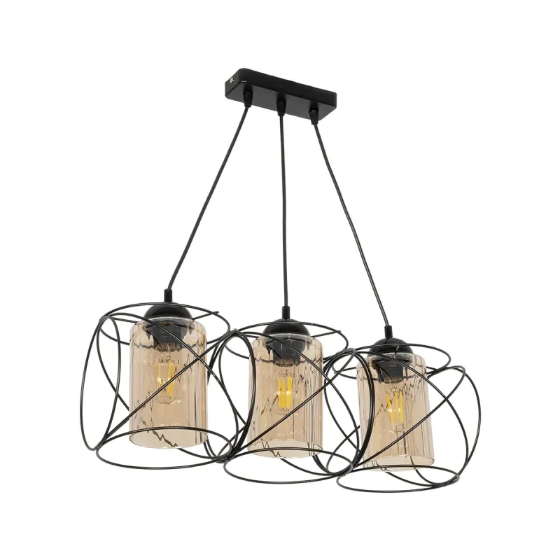 GLOBOSTAR® GLINDER 201-0141 Vintage Κρεμαστό Φωτιστικό Οροφής με Ντουί 3 x E27 AC 220-240V IP20 - Μαύρο & Μελί - Μ53 x Π25 x Υ23cm GLOBOSTAR® GLINDER 201-0141 Vintage Κρεμαστό Φωτιστικό Οροφής με Ντουί 3 x E27 AC 220-240V IP20 - Μαύρο & Μελί - Μ53 x Π25 x Υ23cm