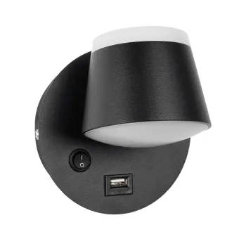 GLOBOSTAR® REGENCY 61373 Μοντέρνο Φωτιστικό Τοίχου - Απλίκα Ξενοδοχείου Reading Light με Φορτιστή USB 3A LED 8W 920lm 120° AC 220-240V IP20 Φυσικό Λευκό 4500K - Bridgelux SMD Chip & TÜV SÜD Driver - Μαύρο Ματ - Μ12 x Π12 x Υ13cm - 3 Χρόνια Εγγύηση