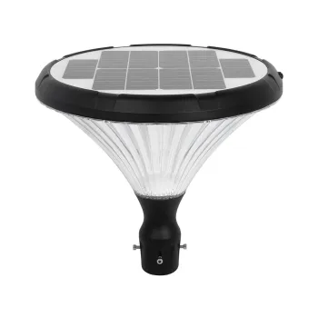 GLOBOSTAR® SQUARE 90503 Φωτιστικό Κεφαλής Post Top Πλατείας/Πάρκου/Κήπου LED 40W 1600lm 120° DC 5V με Ενσωματωμένο Φωτοβολταϊκό Panel 5V 25W & Επαναφορτιζόμενη Μπαταρία Li-ion 3.2V 30000mAh με Αισθητήρα Κίνησης-Ημέρας-Νύχτας Αδιάβροχο IP65 Θερμό Λευκό