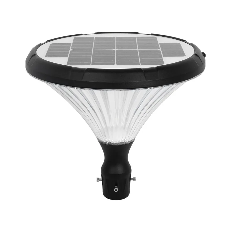 GLOBOSTAR® SQUARE 90503 Φωτιστικό Κεφαλής Post Top Πλατείας/Πάρκου/Κήπου LED 40W 1600lm 120° DC 5V με Ενσωματωμένο Φωτοβολταϊκό Panel 5V 25W & Επαναφορτιζόμενη Μπαταρία Li-ion 3.2V 30000mAh με Αισθητήρα Κίνησης-Ημέρας-Νύχτας Αδιάβροχο IP65 Θερμό Λευκό