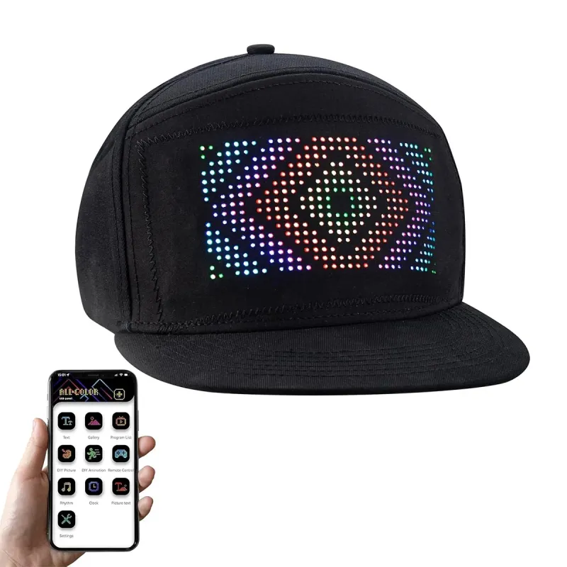 GLOBOSTAR® MATRIX GLB-106-0014 Καπέλο με Κυλιόμενη Ψηφιακή Επιγραφή 17.3x7cm P4 32x16 Pixel LED 0.9W DC 5V με Επαναφορτιζόμενη Μπαταρία PXM 602040 Li-ion 3.7V 400mAh IP20 Πολύχρωμο RGB - Bluetooth Control μέσω iPIXEL APP - Μ28 x Π12 x Υ13cm - 2 Χρόνια Εγγ