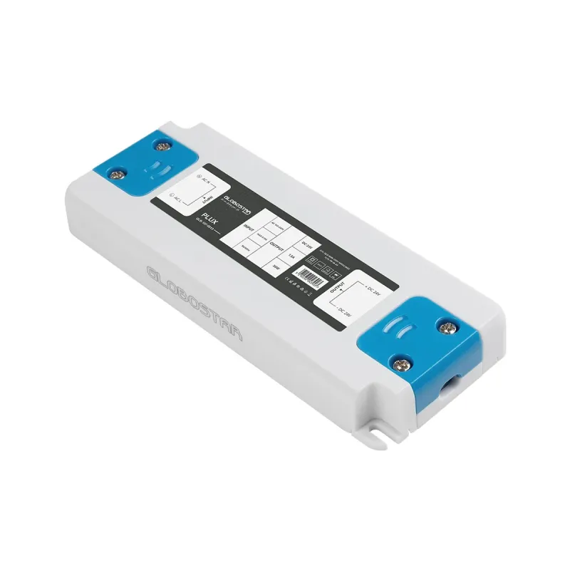 GLOBOSTAR® PLUX GLB-107-0013 Τροφοδοτικό/Μετασχηματιστής Class II SELV 36W 1.5A AC 220-240V σε DC 24V IP20 - Λευκό Ματ - Μ12.8 x Π5 x Υ1.5cm - 3 Χρόνια Εγγύηση