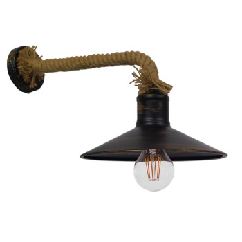 GLOBOSTAR® VINSA 01136 Boho Φωτιστικό Τοίχου - Απλίκα με Ντουί 1 x E27 AC 220-240V IP20 - Μαύρο & Μπεζ - Μ50 x Π27 x Υ25cm