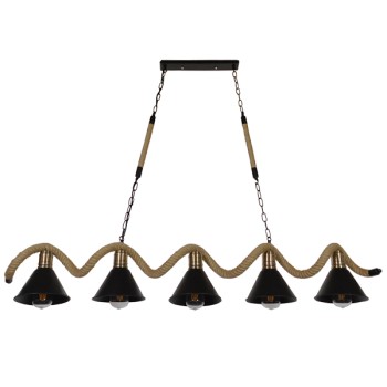 GLOBOSTAR® TYMEN 01190 Vintage Κρεμαστό Φωτιστικό Οροφής με Ντουί 5 x E27 AC 220-240V IP20 - Μαύρο & Μπεζ - Μ150 x Π22 x Υ23cm GLOBOSTAR® TYMEN 01190 Vintage Κρεμαστό Φωτιστικό Οροφής με Ντουί 5 x E27 AC 220-240V IP20 - Μαύρο & Μπεζ - Μ150 x Π22 x Υ23cm
