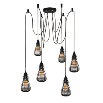GLOBOSTAR® DROPS 01059 Vintage Κρεμαστό Φωτιστικό Οροφής με Ντουί 6 x E27 AC 220-240V IP20 - Μαύρο - 120cm GLOBOSTAR® DROPS 01059 Vintage Κρεμαστό Φωτιστικό Οροφής με Ντουί 6 x E27 AC 220-240V IP20 - Μαύρο - 120cm