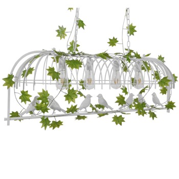 GLOBOSTAR® NEST 01403 Vintage Κρεμαστό Φωτιστικό Οροφής με Ντουί 4 x E27 AC 220-240V IP20 - Λευκό & Πράσινο - Μ103 x Π34 x Υ36.5cm GLOBOSTAR® NEST 01403 Vintage Κρεμαστό Φωτιστικό Οροφής με Ντουί 4 x E27 AC 220-240V IP20 - Λευκό & Πράσινο - Μ103 x Π34 x Υ36.5cm