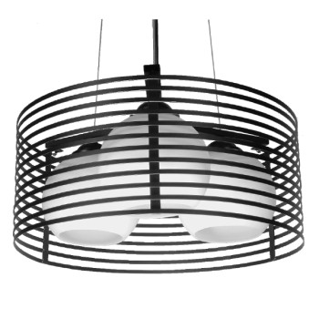 GLOBOSTAR® KEVIA 01150 Μοντέρνο Κρεμαστό Φωτιστικό Οροφής με Ντουί 3 x E27 AC 220-240V IP20 - Μαύρο & Λευκό - Μ40 x Π40 x Υ17.5cm