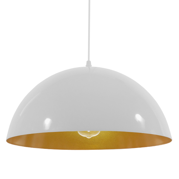 GLOBOSTAR® LUNE 01339 Μοντέρνο Κρεμαστό Φωτιστικό Οροφής με Ντουί 1 x E27 AC 220-240V IP20 - Λευκό & Χρυσό - Μ40 x Π40 x Υ20cm GLOBOSTAR® LUNE 01339 Μοντέρνο Κρεμαστό Φωτιστικό Οροφής με Ντουί 1 x E27 AC 220-240V IP20 - Λευκό & Χρυσό - Μ40 x Π40 x Υ20cm