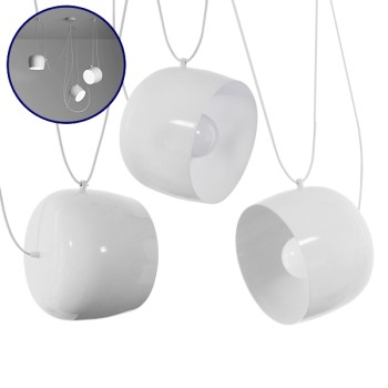 GLOBOSTAR® JASPER 01376 Μοντέρνό Κρεμαστό Φωτιστικό Οροφής με Ντουί 3 x E27 AC 220-240V IP20 - Λευκό - Μ75 x Π75 x Υ22cm - Σετ 3 Τεμαχίων