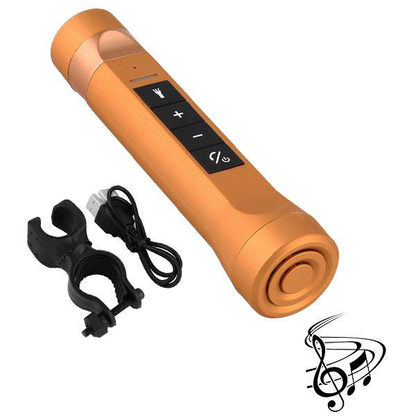 LED Φακός Επαναφορτιζόμενος 8W 800lm Χρυσός POWERBANK με Βάση Στήριξης Ποδηλάτου και Υποδοχές SD Card - USB με Ηχείο 3W Bluetooth GloboStar 06209 LED Φακός Επαναφορτιζόμενος 8W 800lm Χρυσός POWERBANK με Βάση Στήριξης Ποδηλάτου και Υποδοχές SD Card - USB με Ηχείο 3W Bluetooth GloboStar 06209