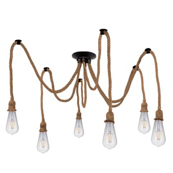 GLOBOSTAR® ATROX 01547 Vintage Κρεμαστό Φωτιστικό Οροφής με Ντουί 6 x E27 AC 220-240V IP20 - Μπεζ - Μ200 x Π200 x Υ100cm GLOBOSTAR® ATROX 01547 Vintage Κρεμαστό Φωτιστικό Οροφής με Ντουί 6 x E27 AC 220-240V IP20 - Μπεζ - Μ200 x Π200 x Υ100cm