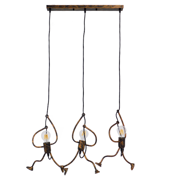 GLOBOSTAR® LITTLE MAN 00979 Μοντέρνο Κρεμαστό Φωτιστικό Οροφής με Ντουί 3 x E27 AC 220-240V IP20 - Χάλκινο - Μ70 x Π10 x Υ105cm GLOBOSTAR® LITTLE MAN 00979 Μοντέρνο Κρεμαστό Φωτιστικό Οροφής με Ντουί 3 x E27 AC 220-240V IP20 - Χάλκινο - Μ70 x Π10 x Υ105cm