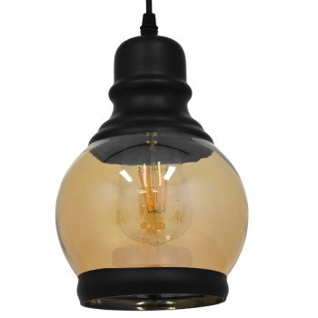 GLOBOSTAR® OLIVER 01505 Vintage Κρεμαστό Φωτιστικό Οροφής με Ντουί 1 x E27 AC 220-240V IP20 - Μελί & Μαύρο - Μ16 x Π16 x Υ25cm GLOBOSTAR® OLIVER 01505 Vintage Κρεμαστό Φωτιστικό Οροφής με Ντουί 1 x E27 AC 220-240V IP20 - Μελί & Μαύρο - Μ16 x Π16 x Υ25cm