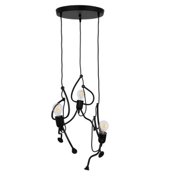 GLOBOSTAR® LITTLE MAN 01655 Μοντέρνο Κρεμαστό Φωτιστικό Οροφής με Ντουί 3 x E27 AC 220-240V IP20 - Μαύρο - Μ45 x Π45 x Υ40cm