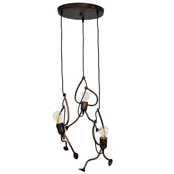 GLOBOSTAR® LITTLE MAN 01656 Μοντέρνο Κρεμαστό Φωτιστικό Οροφής με Ντουί 3 x E27 AC 220-240V IP20 - Χάλκινο - Μ45 x Π45 x Υ40cm GLOBOSTAR® LITTLE MAN 01656 Μοντέρνο Κρεμαστό Φωτιστικό Οροφής με Ντουί 3 x E27 AC 220-240V IP20 - Χάλκινο - Μ45 x Π45 x Υ40cm
