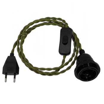 GLOBOSTAR® WHIP 91031 Μοντέρνο DIY Φωτιστικό με Πλεκτό Καλώδιο, Ντουί 1 x E27, Διακόπτη On/Off & Πρίζα AC 220-240V IP20 - Χακί & Μαύρο - Μ150 x Π5.8 x Υ5.8cm GLOBOSTAR® WHIP 91031 Μοντέρνο DIY Φωτιστικό με Πλεκτό Καλώδιο, Ντουί 1 x E27, Διακόπτη On/Off & Πρίζα AC 220-240V IP20 - Χακί & Μαύρο - Μ150 x Π5.8 x Υ5.8cm