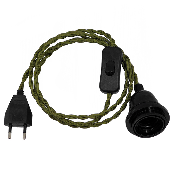 GLOBOSTAR® WHIP 91031 Μοντέρνο DIY Φωτιστικό με Πλεκτό Καλώδιο, Ντουί 1 x E27, Διακόπτη On/Off & Πρίζα AC 220-240V IP20 - Χακί & Μαύρο - Μ150 x Π5.8 x Υ5.8cm GLOBOSTAR® WHIP 91031 Μοντέρνο DIY Φωτιστικό με Πλεκτό Καλώδιο, Ντουί 1 x E27, Διακόπτη On/Off & Πρίζα AC 220-240V IP20 - Χακί & Μαύρο - Μ150 x Π5.8 x Υ5.8cm