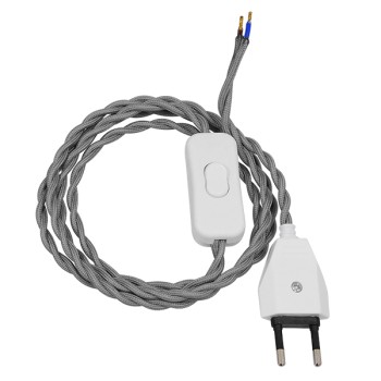 GLOBOSTAR® WHIP 91035 Μοντέρνο DIY Πλεκτό Καλώδιο με Διακόπτη On/Off AC 220-240V IP20 - Γκρι & Λευκό - Μ150 x Π2.7 x Υ1.9cm GLOBOSTAR® WHIP 91035 Μοντέρνο DIY Πλεκτό Καλώδιο με Διακόπτη On/Off AC 220-240V IP20 - Γκρι & Λευκό - Μ150 x Π2.7 x Υ1.9cm