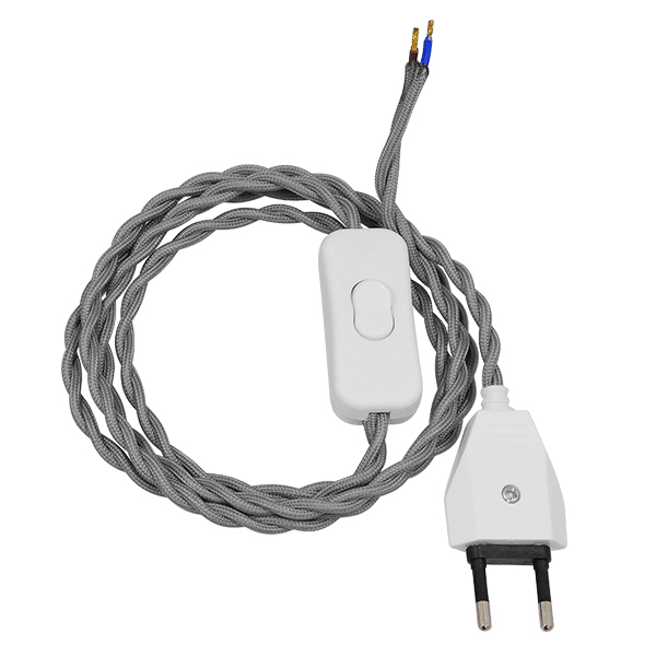 GLOBOSTAR® WHIP 91035 Μοντέρνο DIY Πλεκτό Καλώδιο με Διακόπτη On/Off AC 220-240V IP20 - Γκρι & Λευκό - Μ150 x Π2.7 x Υ1.9cm GLOBOSTAR® WHIP 91035 Μοντέρνο DIY Πλεκτό Καλώδιο με Διακόπτη On/Off AC 220-240V IP20 - Γκρι & Λευκό - Μ150 x Π2.7 x Υ1.9cm
