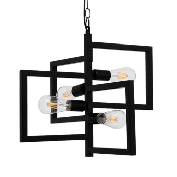 GLOBOSTAR® LOOP 00904 Μοντέρνο Κρεμαστό Φωτιστικό Οροφής με Ντουί 4 x E27 AC 220-240V IP20 - Μαύρο - Μ52 x Π52 x Υ42cm