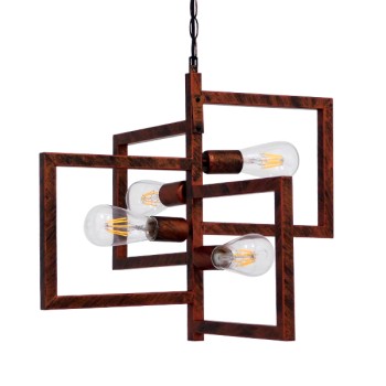 GLOBOSTAR® LOOP 00905 Μοντέρνο Κρεμαστό Φωτιστικό Οροφής με Ντουί 4 x E27 AC 220-240V IP20 - Χάλκινο - Μ52 x Π52 x Υ42cm