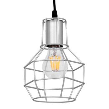 GLOBOSTAR® CAGE 00951 Vintage Κρεμαστό Φωτιστικό Οροφής με Ντουί 1 x E27 AC 220-240V IP20 - Ασημί - Μ15 x Π15 x Y22cm GLOBOSTAR® CAGE 00951 Vintage Κρεμαστό Φωτιστικό Οροφής με Ντουί 1 x E27 AC 220-240V IP20 - Ασημί - Μ15 x Π15 x Y22cm