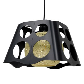 GLOBOSTAR® CARTER 00962 Μοντέρνο Κρεμαστό Φωτιστικό Οροφής με Ντουί 1 x E27 AC 220-240V IP20 - Μαύρο & Μπεζ - Μ28 x Π28 x Υ22cm GLOBOSTAR® CARTER 00962 Μοντέρνο Κρεμαστό Φωτιστικό Οροφής με Ντουί 1 x E27 AC 220-240V IP20 - Μαύρο & Μπεζ - Μ28 x Π28 x Υ22cm