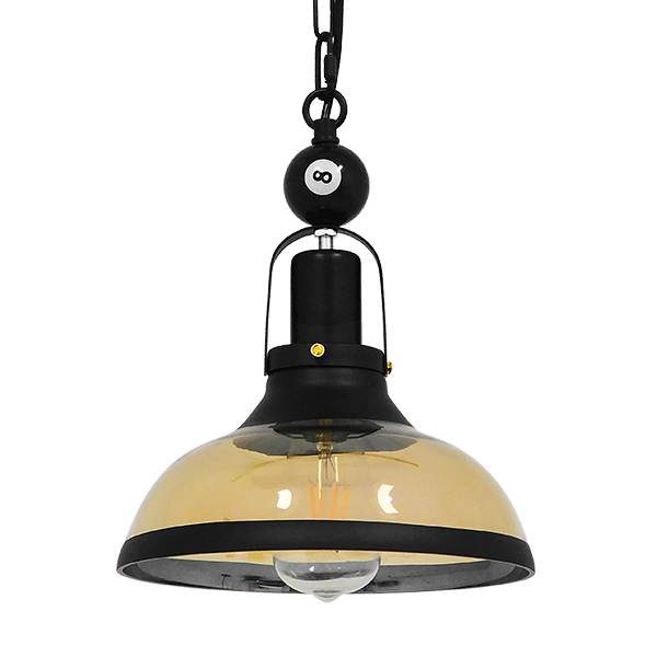 GLOBOSTAR® BILLIARD 00971 Vintage Κρεμαστό Φωτιστικό Οροφής με Ντουί 1 x E27 AC 220-240V IP20 - Mαύρο & Μελί - Μ25 x Π25 x Υ29cm GLOBOSTAR® BILLIARD 00971 Vintage Κρεμαστό Φωτιστικό Οροφής με Ντουί 1 x E27 AC 220-240V IP20 - Mαύρο & Μελί - Μ25 x Π25 x Υ29cm