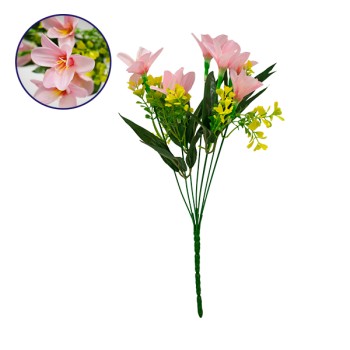 GloboStar® 09083 Τεχνητό Φυτό Διακοσμητικό Μπουκέτο Rain Lily Ροζ M15cm x Υ33cm Π15cm με 7 Κλαδάκια GloboStar® 09083 Τεχνητό Φυτό Διακοσμητικό Μπουκέτο Rain Lily Ροζ M15cm x Υ33cm Π15cm με 7 Κλαδάκια