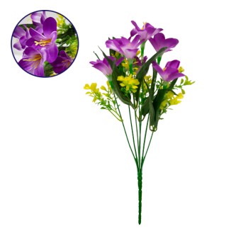 GloboStar® 09084 Τεχνητό Φυτό Διακοσμητικό Μπουκέτο Rain Lily Μωβ M15cm x Υ33cm Π15cm με 7 Κλαδάκια GloboStar® 09084 Τεχνητό Φυτό Διακοσμητικό Μπουκέτο Rain Lily Μωβ M15cm x Υ33cm Π15cm με 7 Κλαδάκια