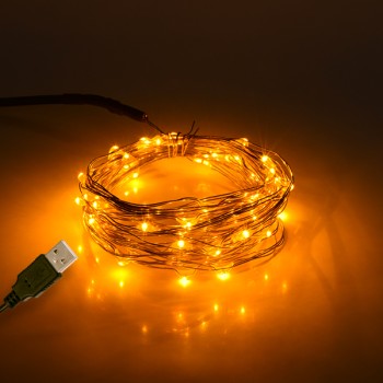 GloboStar®  79711 Διακοσμητική Γιρλάντα 5 Μέτρων 50 LED USB 5 Volt 3 Watt με Χάλκινο Συρμάτινο Καλώδιο Θερμό Λευκό 1600K GloboStar®  79711 Διακοσμητική Γιρλάντα 5 Μέτρων 50 LED USB 5 Volt 3 Watt με Χάλκινο Συρμάτινο Καλώδιο Θερμό Λευκό 1600K
