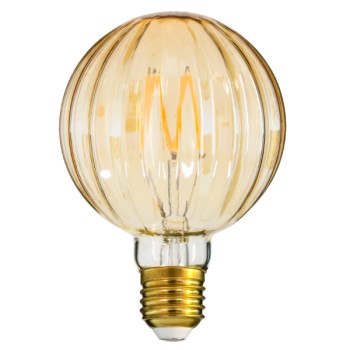 GLOBOSTAR® WATERMELON 99162 Λάμπα E27 W90 LED 6W 560lm 360° AC 220-240V IP20 Ultra Θερμό Λευκό 2200K Dimmable - Zig Long Filament Chip - Μελί - Μ9.5 x Π9.5 x Υ14cm - 3 Χρόνια Εγγύηση