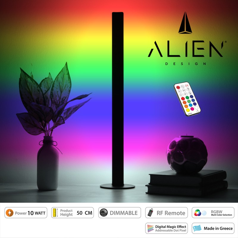 GloboStar® ALIEN-DIVA-BLACK-50-11 ALIEN Design DIVA Μοντέρνο Minimal Nordic Μεταλλικό Φωτιστικό Επιτραπέζιο - Πορτατίφ - Λαμπατέρ Μαύρο LED 10W 1500lm με Ασύρματο Χειριστήριο RF & Dimmer IP20 Πολύχρωμο RGBW Ψηφιακή με Τρεχούμενα Εφέ  Μ3 x Π1.6 x Υ50cm GloboStar® ALIEN-DIVA-BLACK-50-11 ALIEN Design DIVA Μοντέρνο Minimal Nordic Μεταλλικό Φωτιστικό Επιτραπέζιο - Πορτατίφ - Λαμπατέρ Μαύρο LED 10W 1500lm με Ασύρματο Χειριστήριο RF & Dimmer IP20 Πολύχρωμο RGBW Ψηφιακή με Τρεχούμενα Εφέ  Μ3 x Π1.6 x Υ50cm