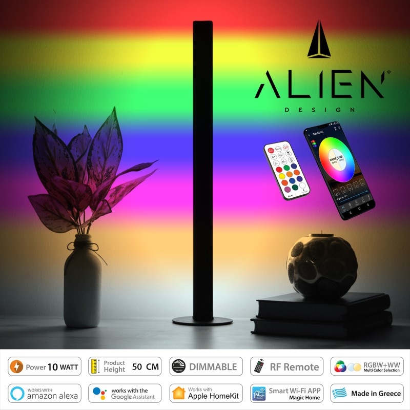 GloboStar® ALIEN-DIVA-BLACK-50-12 ALIEN Design DIVA Μοντέρνο Minimal Nordic Μεταλλικό Φωτιστικό Επιτραπέζιο - Πορτατίφ - Λαμπατέρ Μαύρο LED 10W 1500lm με Ασύρματο Χειριστήριο RF & Dimmer IP20 Πολύχρωμο RGBW + WW Smart Home Wi-Fi Μ3 x Π1.6 x Υ50cm GloboStar® ALIEN-DIVA-BLACK-50-12 ALIEN Design DIVA Μοντέρνο Minimal Nordic Μεταλλικό Φωτιστικό Επιτραπέζιο - Πορτατίφ - Λαμπατέρ Μαύρο LED 10W 1500lm με Ασύρματο Χειριστήριο RF & Dimmer IP20 Πολύχρωμο RGBW + WW Smart Home Wi-Fi Μ3 x Π1.6 x Υ50cm