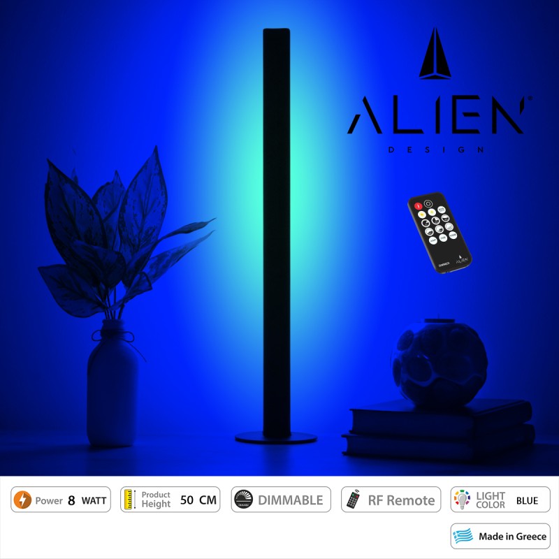 GloboStar® ALIEN-DIVA-BLACK-50-6 ALIEN Design DIVA Μοντέρνο Minimal Nordic Μεταλλικό Φωτιστικό Επιτραπέζιο - Πορτατίφ - Λαμπατέρ Μαύρο LED 8W 800lm με Ασύρματο Χειριστήριο RF & Dimmer IP20 Μπλε Μ3 x Π1.6 x Υ50cm GloboStar® ALIEN-DIVA-BLACK-50-6 ALIEN Design DIVA Μοντέρνο Minimal Nordic Μεταλλικό Φωτιστικό Επιτραπέζιο - Πορτατίφ - Λαμπατέρ Μαύρο LED 8W 800lm με Ασύρματο Χειριστήριο RF & Dimmer IP20 Μπλε Μ3 x Π1.6 x Υ50cm