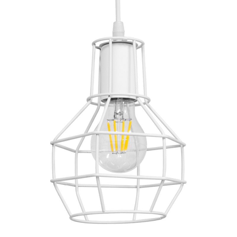 GLOBOSTAR® CAGE 00867 Vintage Κρεμαστό Φωτιστικό Οροφής με Ντουί 1 x E27 AC 220-240V IP20 - Λευκό - Μ15 x Π15 x Υ22cm GLOBOSTAR® CAGE 00867 Vintage Κρεμαστό Φωτιστικό Οροφής με Ντουί 1 x E27 AC 220-240V IP20 - Λευκό - Μ15 x Π15 x Υ22cm