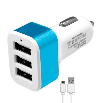 Globostar® 79503 Μπλε Φορτιστής Αυτοκινήτου DC 12-24V με 3 Εξόδους USB DC 5V Max 3.1A 20W και Καλώδιο USB σε Type-C Globostar® 79503 Μπλε Φορτιστής Αυτοκινήτου DC 12-24V με 3 Εξόδους USB DC 5V Max 3.1A 20W και Καλώδιο USB σε Type-C